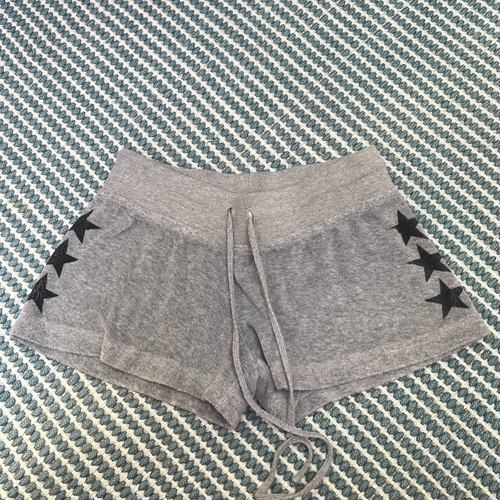 Hard Tail Grey Terry Shorts with Side Black Stars